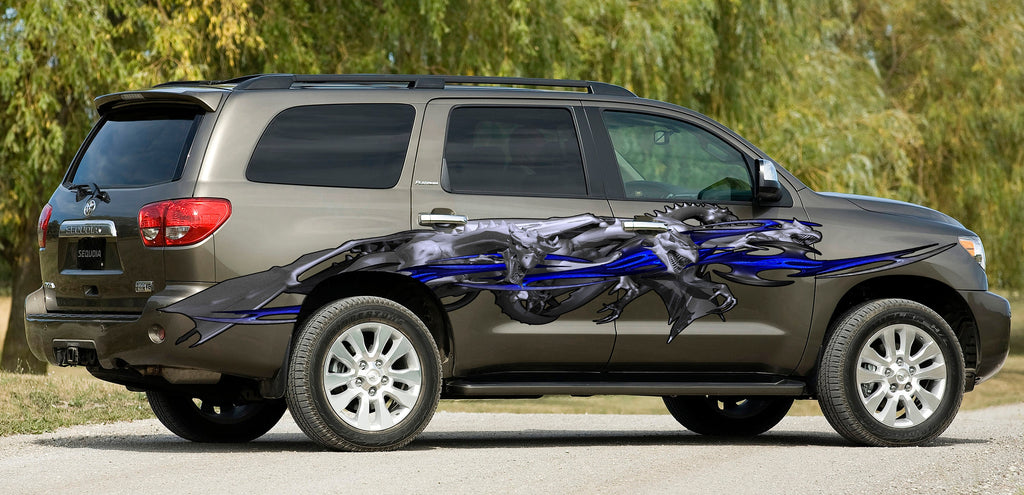 3D Dragon Full Color Truck Side Decal, Tribal Lizard Truck Vinyl Sticker, Big Dragon Car Vinyl, Tribal Dragon Truck Side Graphics