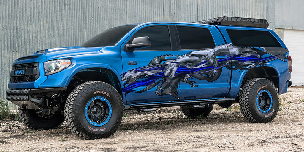3D Dragon Full Color Truck Side Decal, Tribal Lizard Truck Vinyl Sticker, Big Dragon Car Vinyl, Tribal Dragon Truck Side Graphics