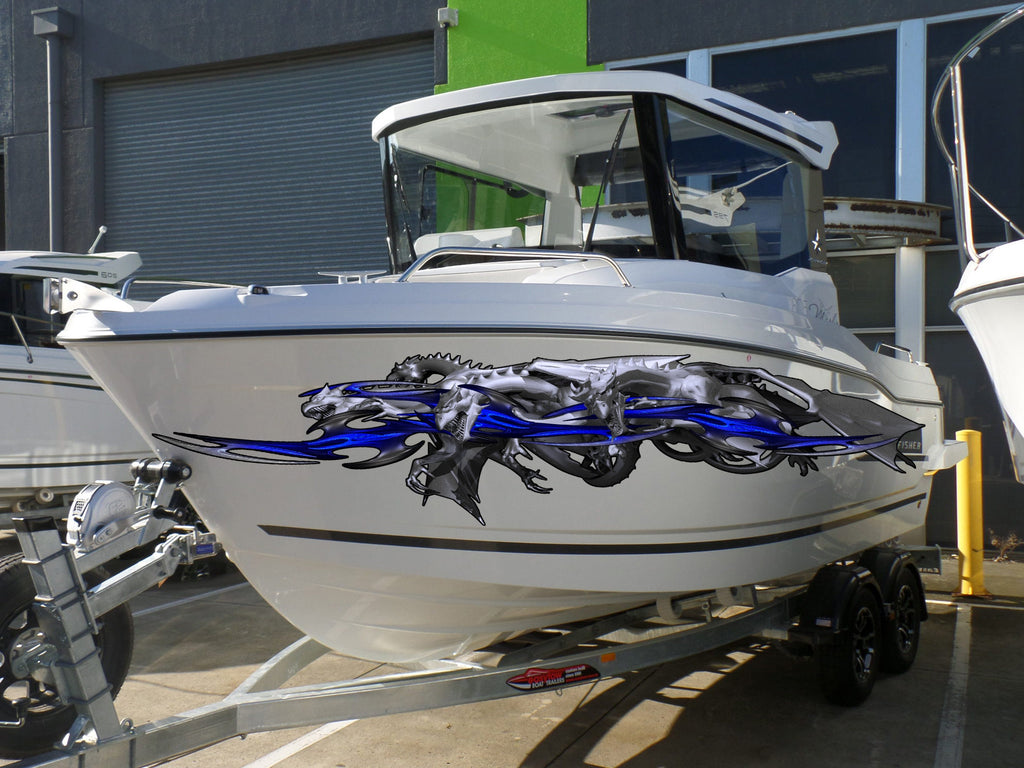 Tribal Dragon Jet ski Decal, 3D Dragons Boat Sticker, Lizard Boat Wrap, Tribal Dragon Boat Vinyl, Lizard Boat Graphics, Super Boat Wrap
