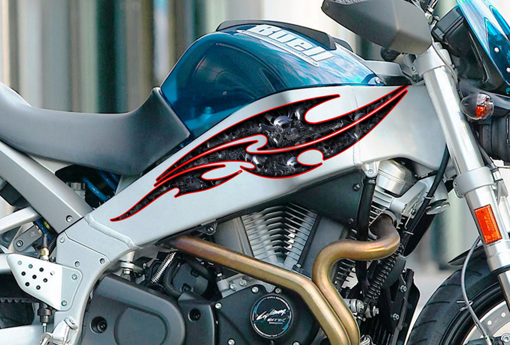 Skull Street Racing Graphics, Skulls Bones Crotch Rocket Decal, Skull Sticker Full Color Bike Chopper Graphics, Skull Motorcycle Vinyl Decal