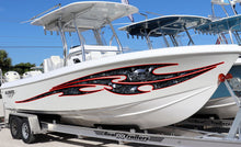 Load image into Gallery viewer, Skulls Bones Boat Vinyl Sticker, Pirate Boat Wrap, Full Color Cigar Boat Graphics Vinyl Decal, Skulls Racing Stripes Watercraft Graphics