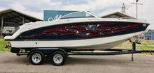 Load image into Gallery viewer, Skulls Bones Boat Vinyl Sticker, Pirate Boat Wrap, Full Color Cigar Boat Graphics Vinyl Decal, Skulls Racing Stripes Watercraft Graphics