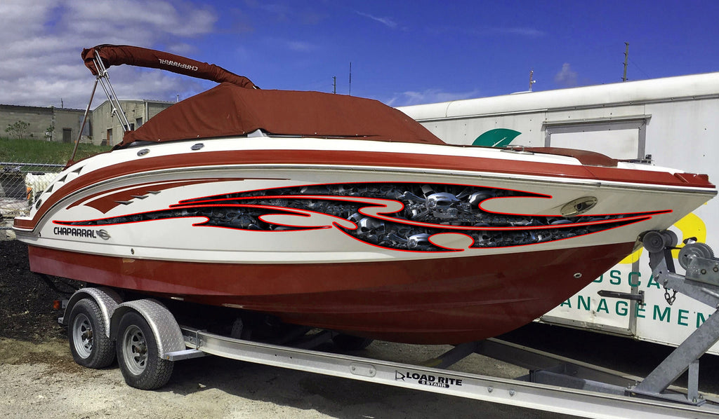 Pirate Bones Yacht Vinyl, Skulls Boat Decals, 3D Pirate Skulls Boat Decals, Pirate Skull Watercraft Vinyl Graphics, Skulls Yacht Vinyl Wrap