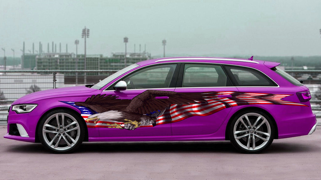 American Flag Car Wrap, USA Eagle Car Decal, Big Flag Car Decals, US Eagle Car Vinyl, US Pride Car Vinyl Graphics, Patriotic Car Sticker