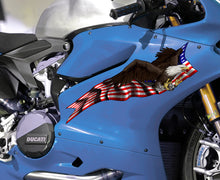 Load image into Gallery viewer, Patriotic Flag Bike Graphics Sticker, American Flag Motorcycle Decal, US Flag Racing Bike Wrap, US Bald Eagle Sport Bike Vinyl Decal