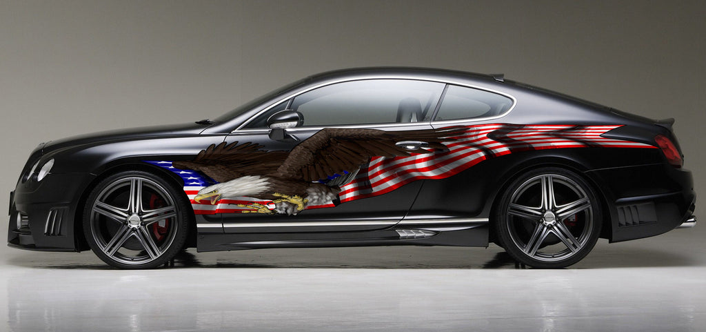 American Flag Car Decal, USA Car Side Vinyl Wrap, American Flag Car Sticker, Big Flag Decals, Vehicle Side Graphics, US Eagle Auto Wrap