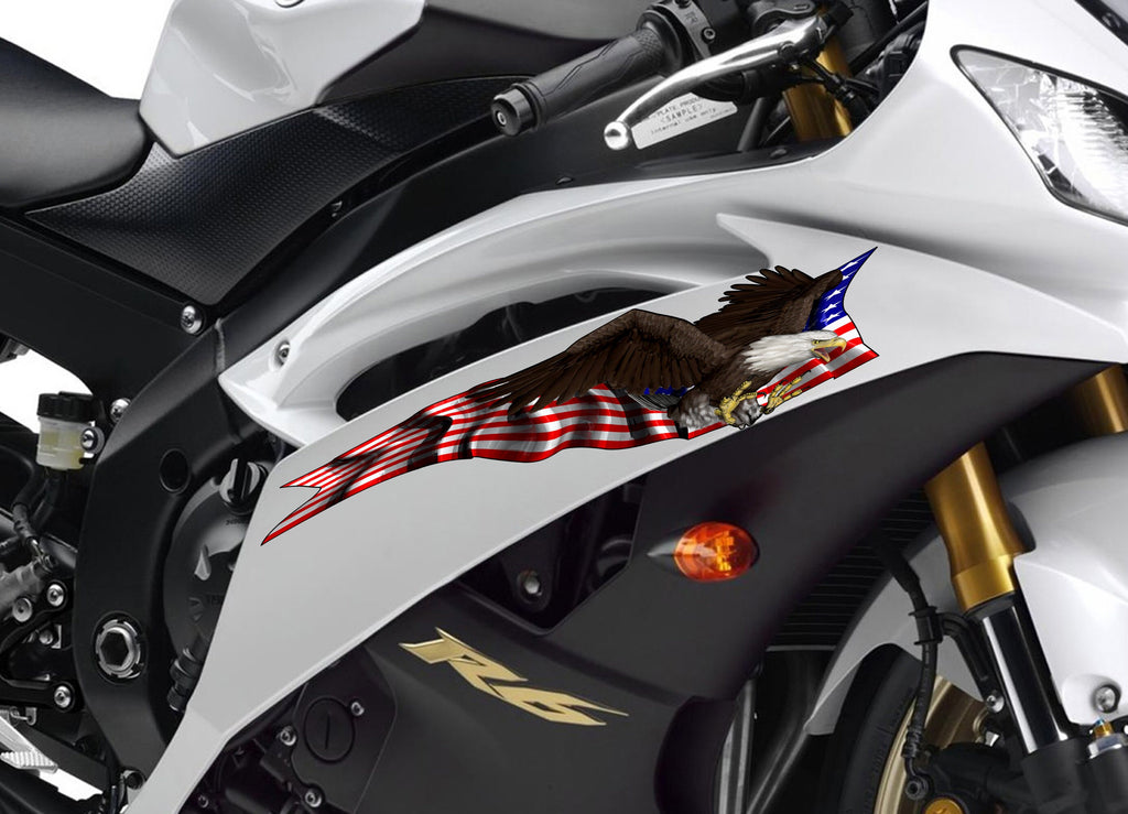 US Eagle Motorcycle Vinyl Decal, Patriotic Dirt Bike Sticker, US Eagle Racing Bike Sticker Wrap, American Flag Crotch Rocket Wrap Design