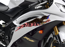 Load image into Gallery viewer, US Eagle Motorcycle Vinyl Decal, Patriotic Dirt Bike Sticker, US Eagle Racing Bike Sticker Wrap, American Flag Crotch Rocket Wrap Design