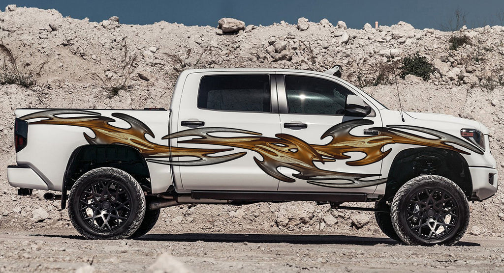 Tribal Truck Vinyl Side Graphics, Tribal Car Sticker, 3D Tribal Racing Stripes Car Vinyl Decal, Tribal Truck Side Full Color Vinyl Sticker