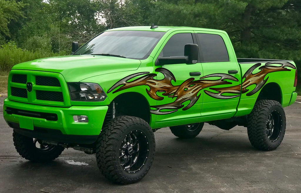 Tribal Truck Vinyl Side Graphics, Tribal Car Sticker, 3D Tribal Racing Stripes Car Vinyl Decal, Tribal Truck Side Full Color Vinyl Sticker