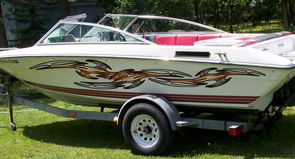 Tribal Speed Boat Vinyl Graphics, Tribal Racing Stripes Boat Sticker, Tribal Boat Full Color Vinyl Sticker, Tribal Watercraft Vinyl Decal
