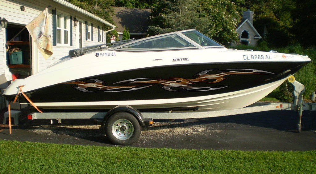 Tribal Speed Boat Vinyl Graphics, Tribal Racing Stripes Boat Sticker, Tribal Boat Full Color Vinyl Sticker, Tribal Watercraft Vinyl Decal