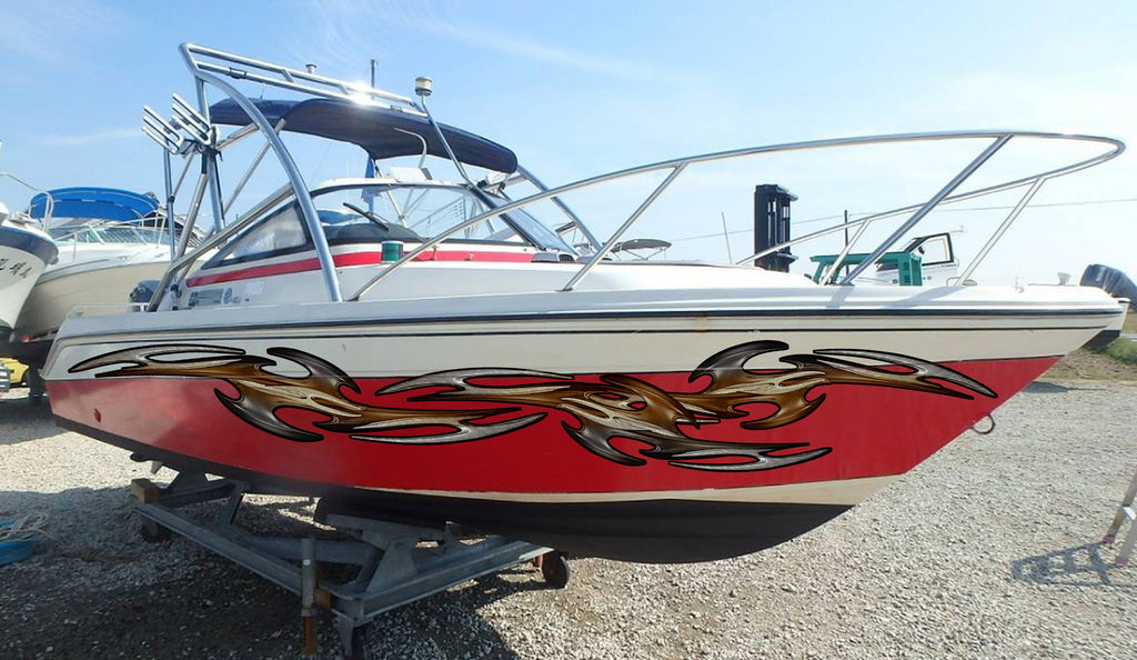Tribal Speed Boat Vinyl Graphics, Tribal Racing Stripes Boat Sticker, Tribal Boat Full Color Vinyl Sticker, Tribal Watercraft Vinyl Decal