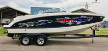 Load image into Gallery viewer, USA Flag Boat Wrap, American pride Boat Vinyl, 3D US Flag Ripped Metal Boat Vinyl Decal, Flag Boat Graphics,Full Color USA Flag Boat Sticker