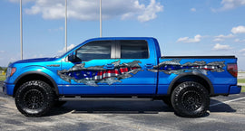 American Flag Ripped Metal Truck Decal – Patriotic USA Vinyl Graphic for Pickup Sides, 3D Effect Vinyl Wrap