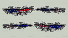 Load image into Gallery viewer, 3D USA Flag Car Side Wrap, USA Flag Car Vinyl Sticker, American Flag full color car side graphics, 3D Ripped Metal USA Flag Car Decal