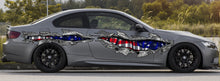 Load image into Gallery viewer, 3D USA Flag Car Side Wrap, USA Flag Car Vinyl Sticker, American Flag full color car side graphics, 3D Ripped Metal USA Flag Car Decal