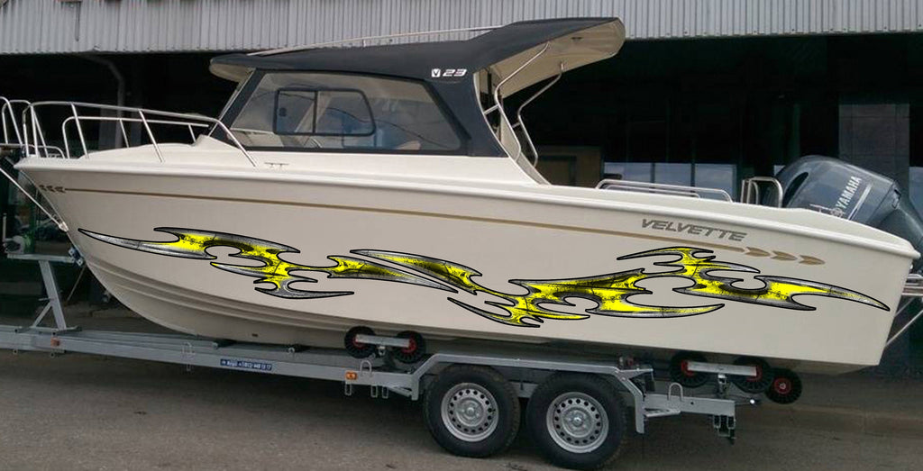 Tribal Racing Stripes Boat Design, 3D Tribal Boat Full Color Vinyl Sticker, Tribal Boat Vinyl Wrap, Tribal Vinyl Decal, Boat Vinyl Graphics