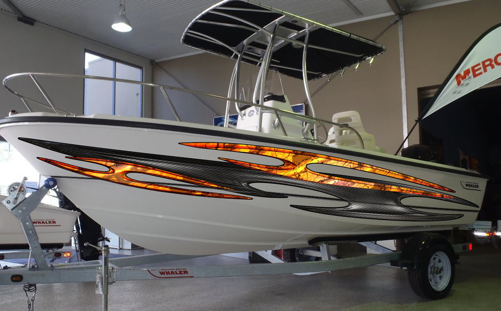 Tribal Boat Full Color Vinyl Sticker, Tribal Racing Stripes Boat Sticker, Tribal Watercraft Vinyl Decal, Tribal Speed Boat Vinyl Graphics