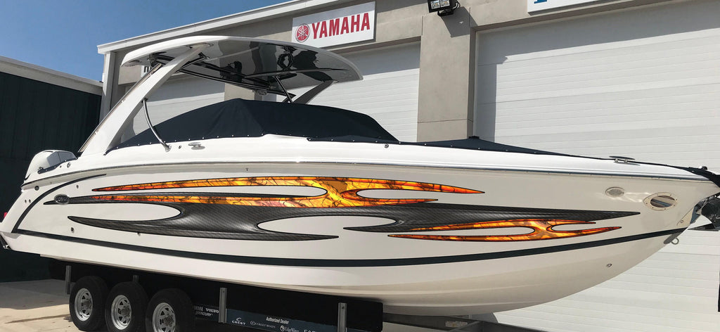 Tribal Boat Full Color Vinyl Sticker, Tribal Racing Stripes Boat Sticker, Tribal Watercraft Vinyl Decal, Tribal Speed Boat Vinyl Graphics