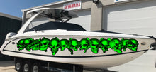 Load image into Gallery viewer, Pirate Skulls Boat Wrap, Full Color Cigar Boat Graphics Vinyl Decal, Skulls Boat Vinyl Sticker, Skulls Racing Stripes Watercraft Graphics