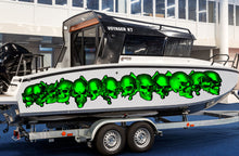 Load image into Gallery viewer, Pirate Skulls Boat Wrap, Full Color Cigar Boat Graphics Vinyl Decal, Skulls Boat Vinyl Sticker, Skulls Racing Stripes Watercraft Graphics