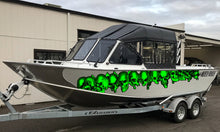 Load image into Gallery viewer, Pirate Skulls Boat Wrap, Full Color Cigar Boat Graphics Vinyl Decal, Skulls Boat Vinyl Sticker, Skulls Racing Stripes Watercraft Graphics