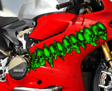 Load image into Gallery viewer, 3D Skulls Crotch Rocket Bike Wrap, Pirate Skull Bike Decal, Skulls Chopper Bike Graphics, Tribal Skulls Motorcycle Sticker, Skull Bike Wrap
