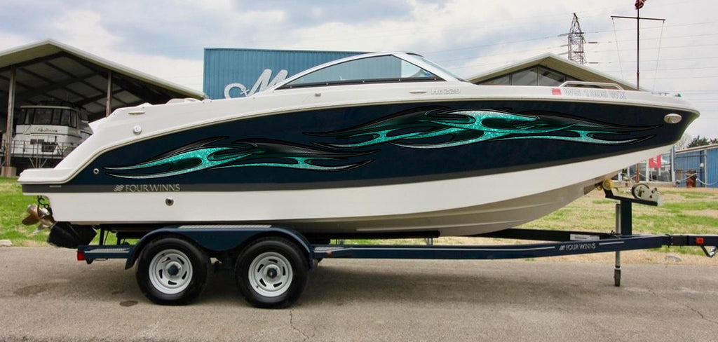 Tribal Boat Full Color Vinyl Sticker, Tribal Speed Boat Vinyl Graphics, Tribal Racing Stripes Boat Wrap, Tribal Watercraft Vinyl Decal