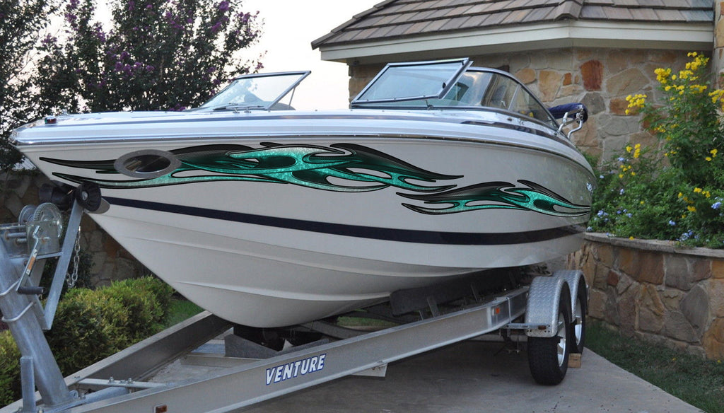 Tribal Boat Full Color Vinyl Sticker, Tribal Speed Boat Vinyl Graphics, Tribal Racing Stripes Boat Wrap, Tribal Watercraft Vinyl Decal