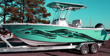 Load image into Gallery viewer, Tribal Boat Full Color Vinyl Sticker, Tribal Speed Boat Vinyl Graphics, Tribal Racing Stripes Boat Wrap, Tribal Watercraft Vinyl Decal
