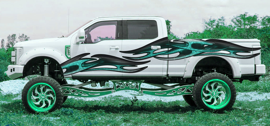 3D Tribal Truck Vinyl Side Graphics, Tribal Truck Side Full Color Vinyl Sticker, Tribal Truck Wrap,Tribal Truck Graphics, Tribal Car Sticker