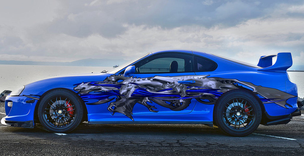 Lizard Auto Vinyl Decal, Dragon Car Side Wrap Vinyl Sticker, 3D Tribal Dragon Car Design, Tribal Dragon Car Graphics, Dragon Car Wrap
