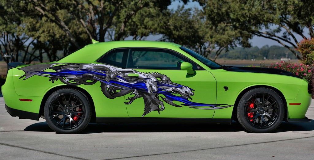Lizard Auto Vinyl Decal, Dragon Car Side Wrap Vinyl Sticker, 3D Tribal Dragon Car Design, Tribal Dragon Car Graphics, Dragon Car Wrap
