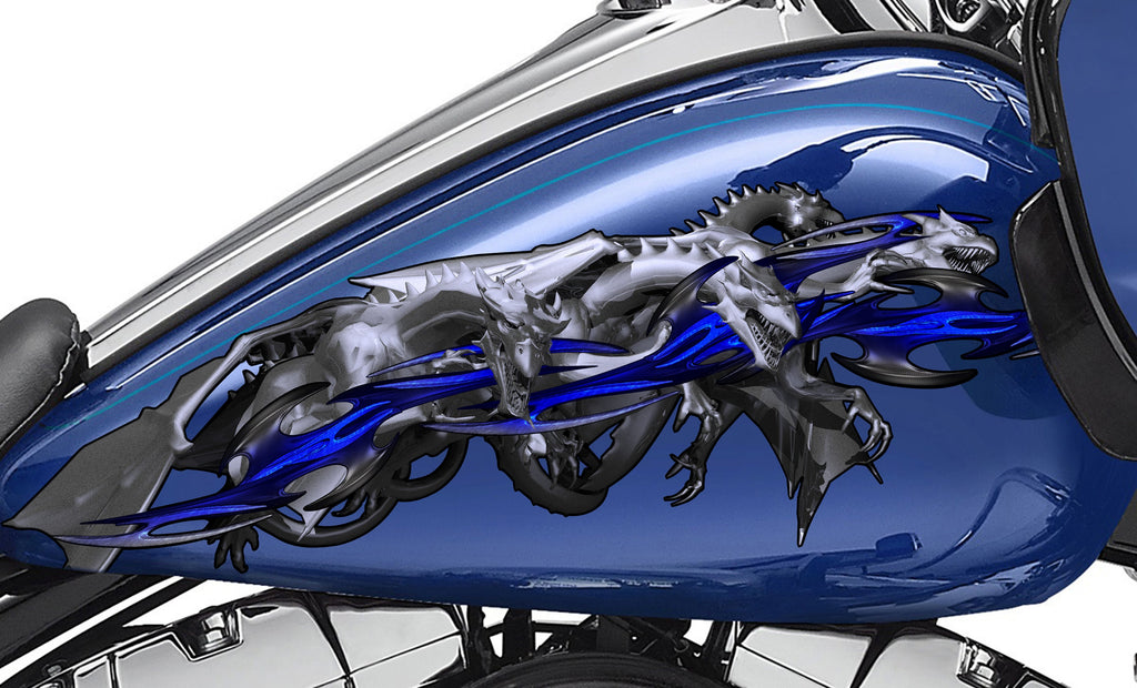 Dragons Full Sport Bike Vinyl, 3D Dragon Motorcycle Wrap Vinyl, Lizard Bike Sticker, Dragon Dirt Bike Decal, Lizard Chopper Graphics Decals