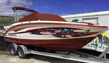 Load image into Gallery viewer, Skulls Bones Boat Vinyl Sticker, Pirate Boat Wrap, Full Color Cigar Boat Graphics Vinyl Decal, Skulls Racing Stripes Watercraft Graphics