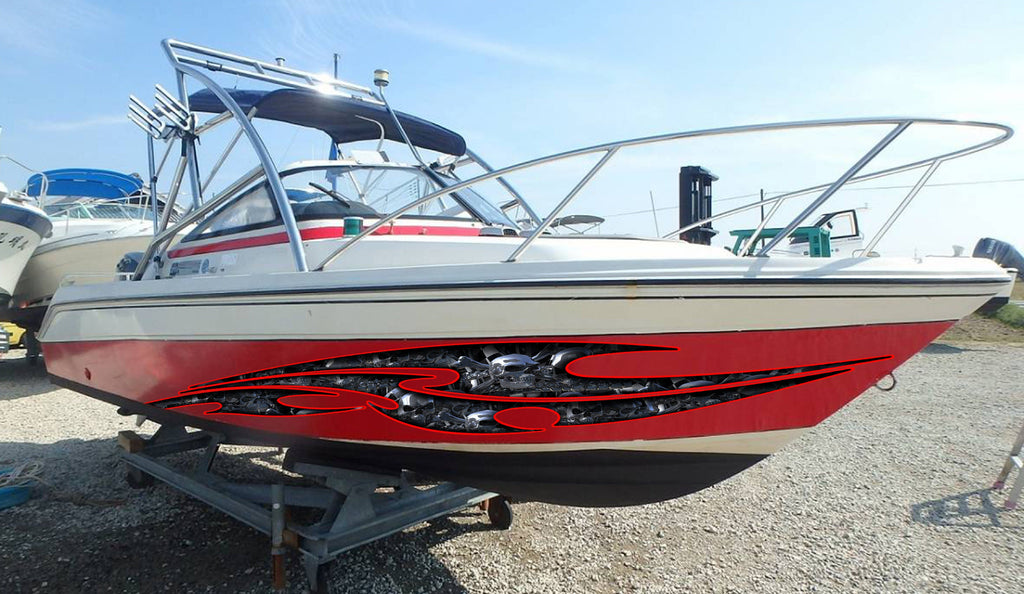 Pirate Bones Yacht Vinyl, Skulls Boat Decals, 3D Pirate Skulls Boat Decals, Pirate Skull Watercraft Vinyl Graphics, Skulls Yacht Vinyl Wrap