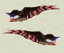 Load image into Gallery viewer, US Bald Eagle Truck Side Decal, Full Color US Eagle Car Side Graphics, Big Flag Truck Decals, USA Flag Car Vinyl Wrap, American Flag Sticker