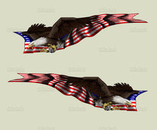 Load image into Gallery viewer, Patriotic Flag Bike Graphics Sticker, American Flag Motorcycle Decal, US Flag Racing Bike Wrap, US Bald Eagle Sport Bike Vinyl Decal