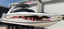 Load image into Gallery viewer, American pride Cigar Boat Side Graphics, Patriotic Sticker, US Bald Eagle Full Color Yacht Graphics, USA Flag Ripped Metal Watercraft Vinyl