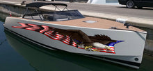 Load image into Gallery viewer, American Pride Graphic Decal, American Flag Sticker, Patriotic Cigar Boat Wrap, 3D US Flag Vinyl Design, Stickers for Boat, Full Color Decal