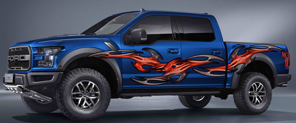 3D Tribal Truck Vinyl Side Graphics, Tribal Truck Wrap, Tribal Truck Side Full Color Vinyl Sticker,Tribal Truck Graphics, Tribal Car Sticker