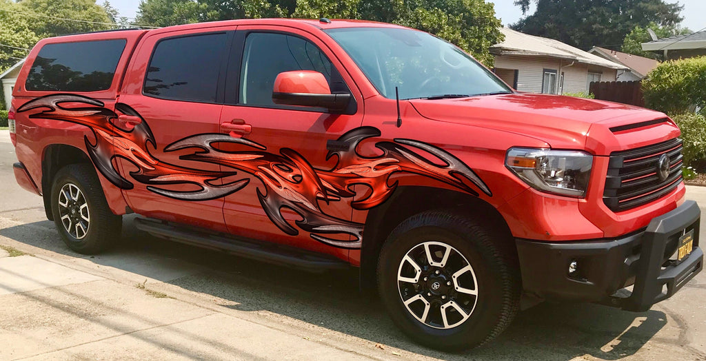 3D Tribal Truck Vinyl Side Graphics, Tribal Truck Wrap, Tribal Truck Side Full Color Vinyl Sticker,Tribal Truck Graphics, Tribal Car Sticker