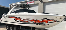 Load image into Gallery viewer, 3D Tribal Boat Full Color Vinyl Sticker, Tribal Boat Vinyl Wrap, Tribal Racing Stripes Boat Design, Tribal Vinyl Decal, Boat Vinyl Graphics