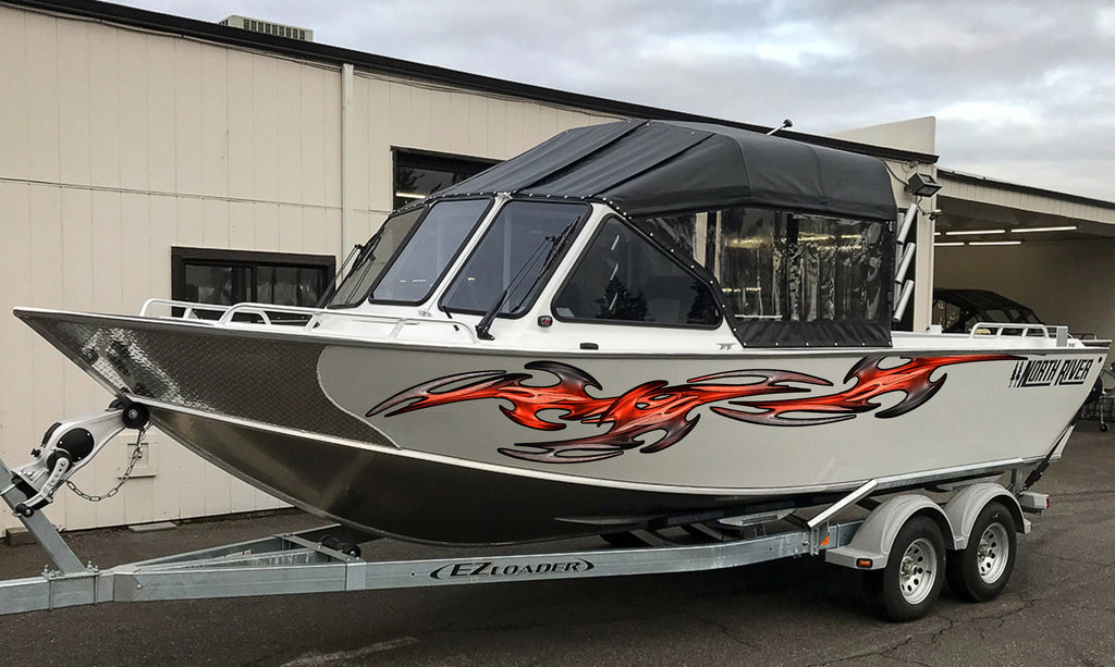 3D Tribal Boat Full Color Vinyl Sticker, Tribal Boat Vinyl Wrap, Tribal Racing Stripes Boat Design, Tribal Vinyl Decal, Boat Vinyl Graphics
