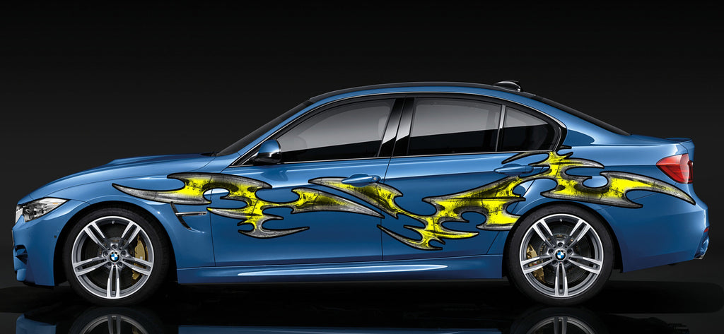 3D Tribal Car Graphics, 3D Tribal Racing Stripes Vinyl Sticker, Tribal Car Wrap, Tribal Car Decal, 3D Tribal Car Sticker Decal