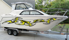 Load image into Gallery viewer, Tribal Racing Stripes Boat Wrap, 3D Tribal Boat Full Color Vinyl Sticker, Tribal Speed Boat Vinyl Graphics, Tribal Watercraft Vinyl Decal