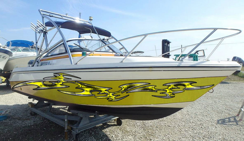 Tribal Racing Stripes Boat Design, 3D Tribal Boat Full Color Vinyl Sticker, Tribal Boat Vinyl Wrap, Tribal Vinyl Decal, Boat Vinyl Graphics