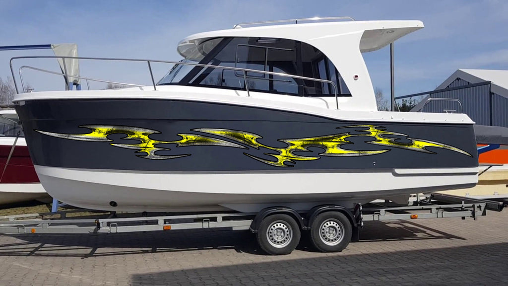 Tribal Racing Stripes Boat Design, 3D Tribal Boat Full Color Vinyl Sticker, Tribal Boat Vinyl Wrap, Tribal Vinyl Decal, Boat Vinyl Graphics