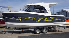 Load image into Gallery viewer, Tribal Racing Stripes Boat Design, 3D Tribal Boat Full Color Vinyl Sticker, Tribal Boat Vinyl Wrap, Tribal Vinyl Decal, Boat Vinyl Graphics